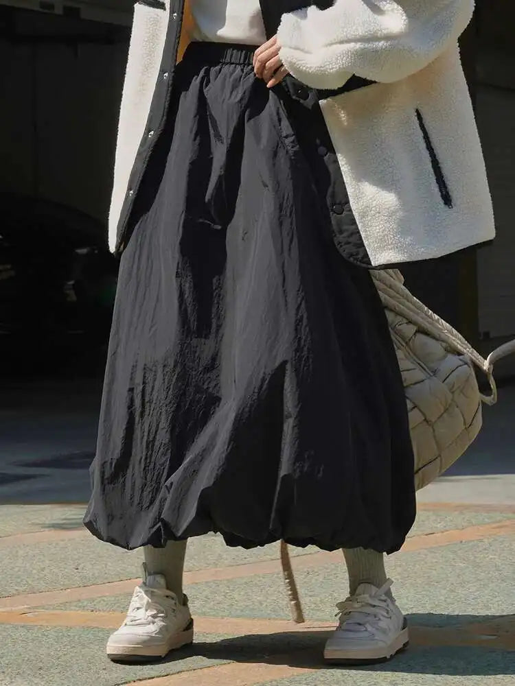 High Elastic Waist Blue Thick Cotton-padded Aline Half-body Skirt Women Fashion Tide New Autumn Winter 2025 1DH2758