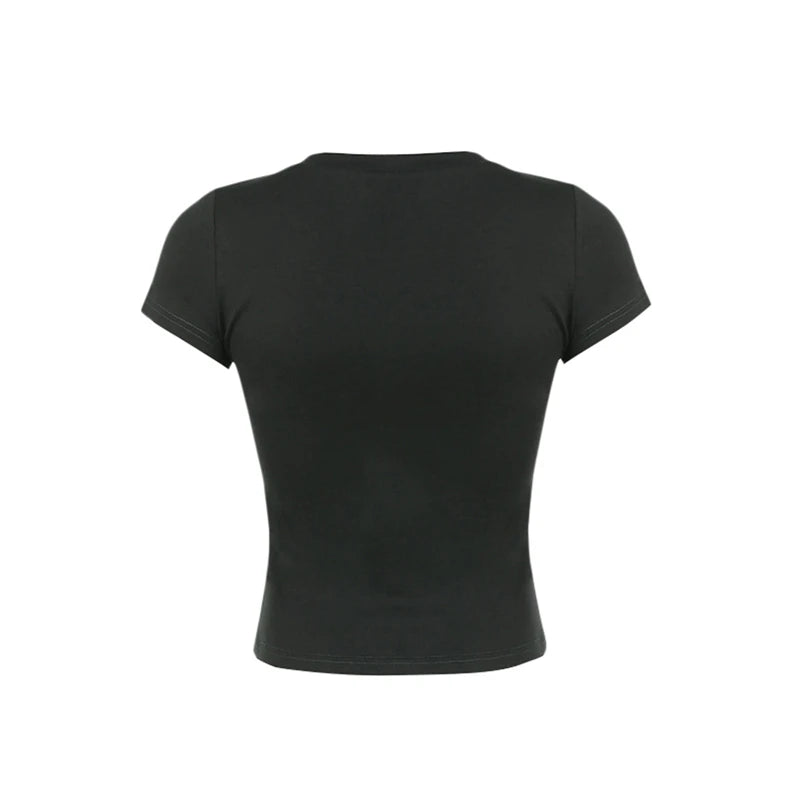 y2k Fairy Grunge Tops Summer Vintage Floral Print Short Sleeve Tshirt 2000s Aesthetic Women Harajuku Tee Streetwear