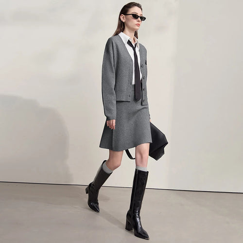 Load image into Gallery viewer, Skirts For Women Simple Casual Versatile A-line Elastic Waist Knitted Short Skirt 2025 Autumn New Female Clothing 12523114
