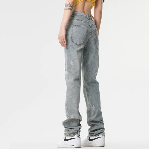 Load image into Gallery viewer, Men&#39;s Jeans Star Printing Design New American Style Straight Wide Leg Stylish Male Casual Summer Clothing 2025 9W1964
