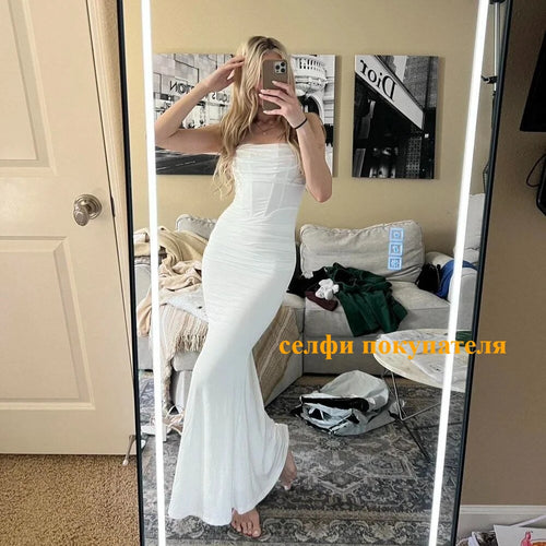 Load image into Gallery viewer, Maxi Elegant Dresses for Women white Draped Corset Dress sexy Long Slim Wedding Party Dresses Wholesale
