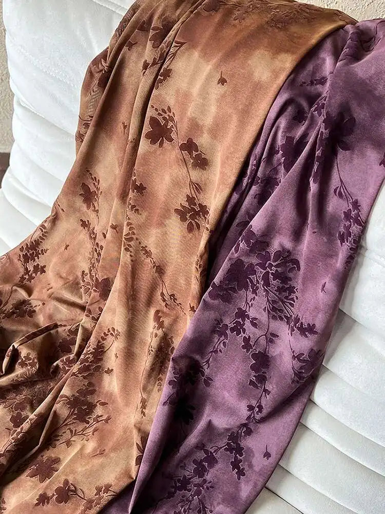 Women Brown Printed Vintage Long Spaghetti Strap Dress New Round Neck Sleeveless Fashion Tide Spring Summer 2025 1DJ0289