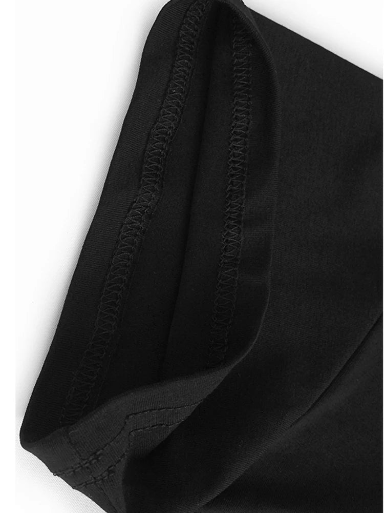 Women Black Pleated Spliced Big Size Irregular T-shirt New Round Neck Short Sleeve Fashion Tide Spring Summer 2025 1DH5857