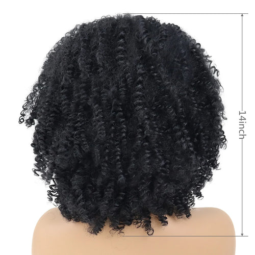 Load image into Gallery viewer, Kinky Curly Synthetic Wig with Bangs Wig Curly Natural Afro Wigs Black Women Cosplay Curly Short African American Wig
