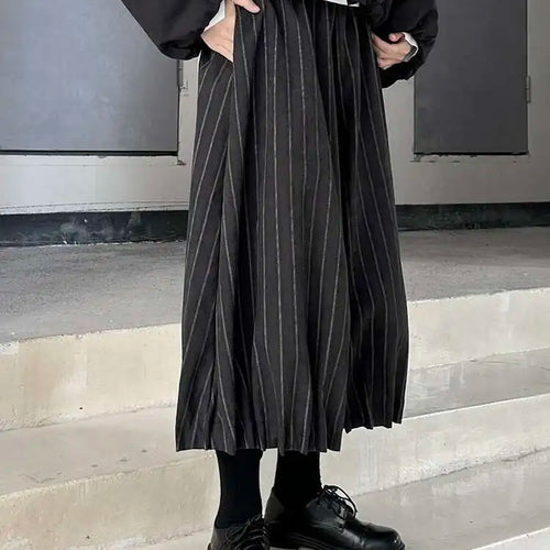 Load image into Gallery viewer, High Elastic Waist Black Striped Pleated Long Wide Leg Pants New Trousers Women Fashion Tide Spring Autumn 2025 1DH9095
