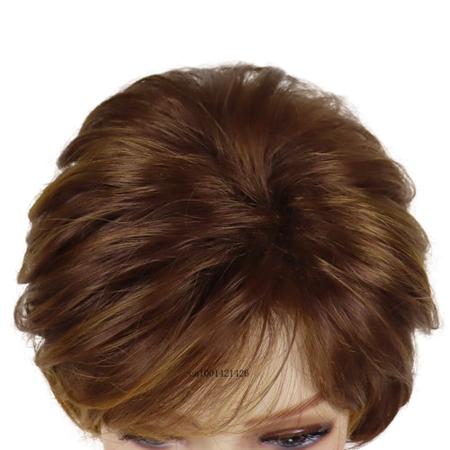 Load image into Gallery viewer, Mix Auburn Wig with Bang Synthetic Short Womens Wig Red Brown Natural Wigs Mother Gifts Casual Hairstyle Costume Layered Haircut
