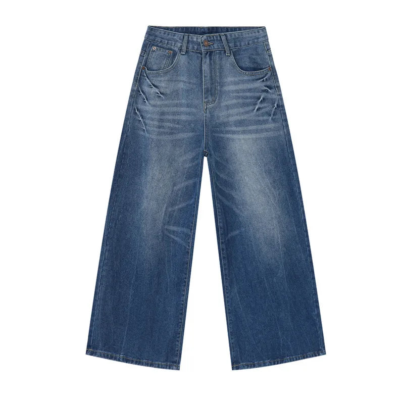 Korean New Chic Men's Jeans Lightning Pattern Washed Male Denim Pants Summer Trendy Trousers Casual Men Clothing 9C6172