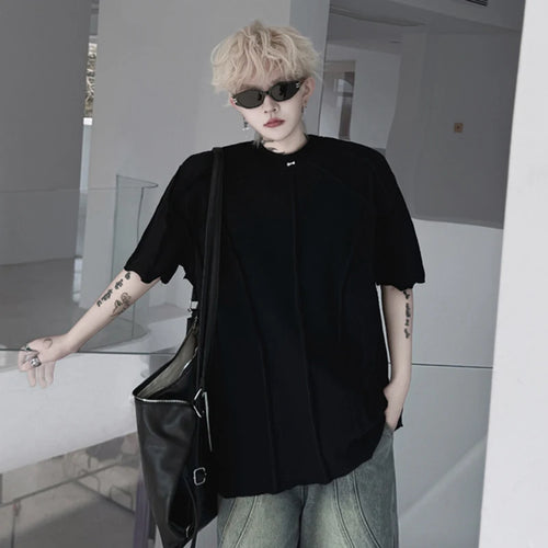 Load image into Gallery viewer, Men's T-shirts New Summer Solid Color Round Neck Handmade Nail Bead Seam Design Male Short Sleeve Trendy Menwear 9W1794

