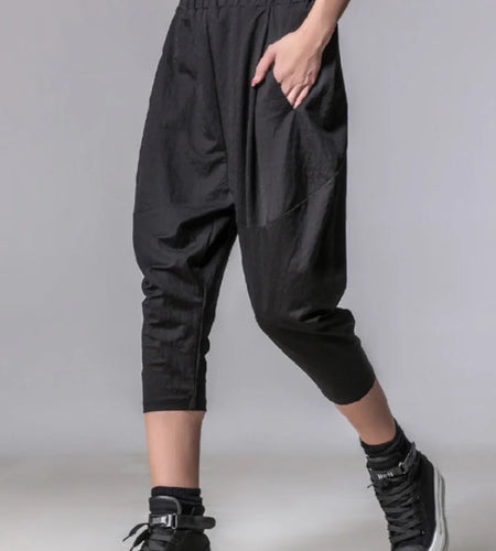 High Elastic Waist Black Pockets Casual Harem Pants New Loose Fit Trousers Women Fashion Tide Spring Autumn 2025 1DF4676