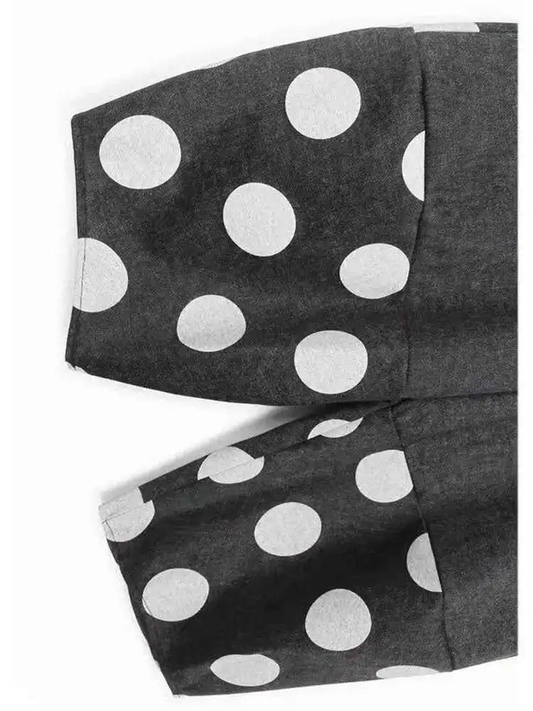 High Elastic Waist Blue Dot Printed Denim Casual Harem Pants New Trousers Women Fashion Tide Spring Autumn 2025 1DJ0083