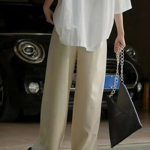 Load image into Gallery viewer, High Waist Apricot Pleated Brief Long Wide Leg Elegant Pants New Trousers Women Fashion Tide Spring Autumn 2025 1DH5260
