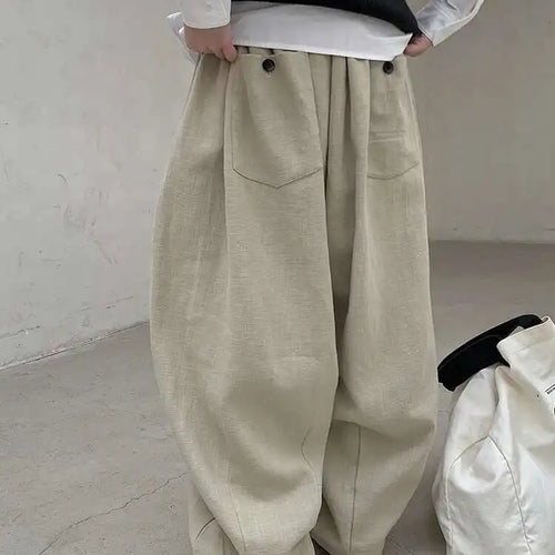 Load image into Gallery viewer, High Waist Khaki Button Pleated Brief Thick Long Wide Leg Pants New Trousers Women Fashion Tide Spring Autumn 2025 1DH8388
