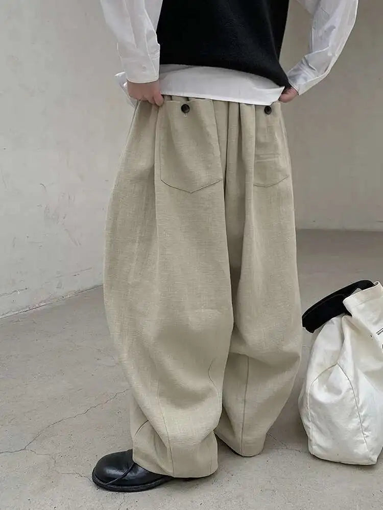 High Waist Khaki Button Pleated Brief Thick Long Wide Leg Pants New Trousers Women Fashion Tide Spring Autumn 2025 1DH8388