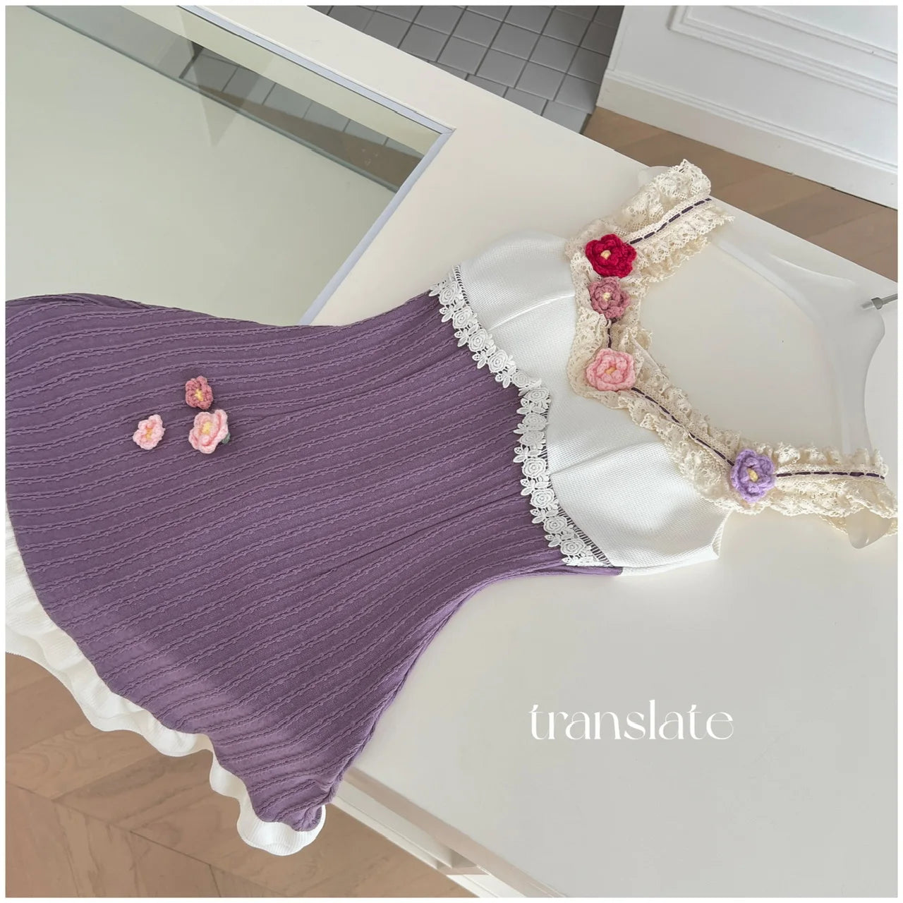 Summer French Vintage Purple Patchwork Lace Elegant Backless Slim Party Dress Women Square Neck Sleeveless Ruffles Slip Dresses