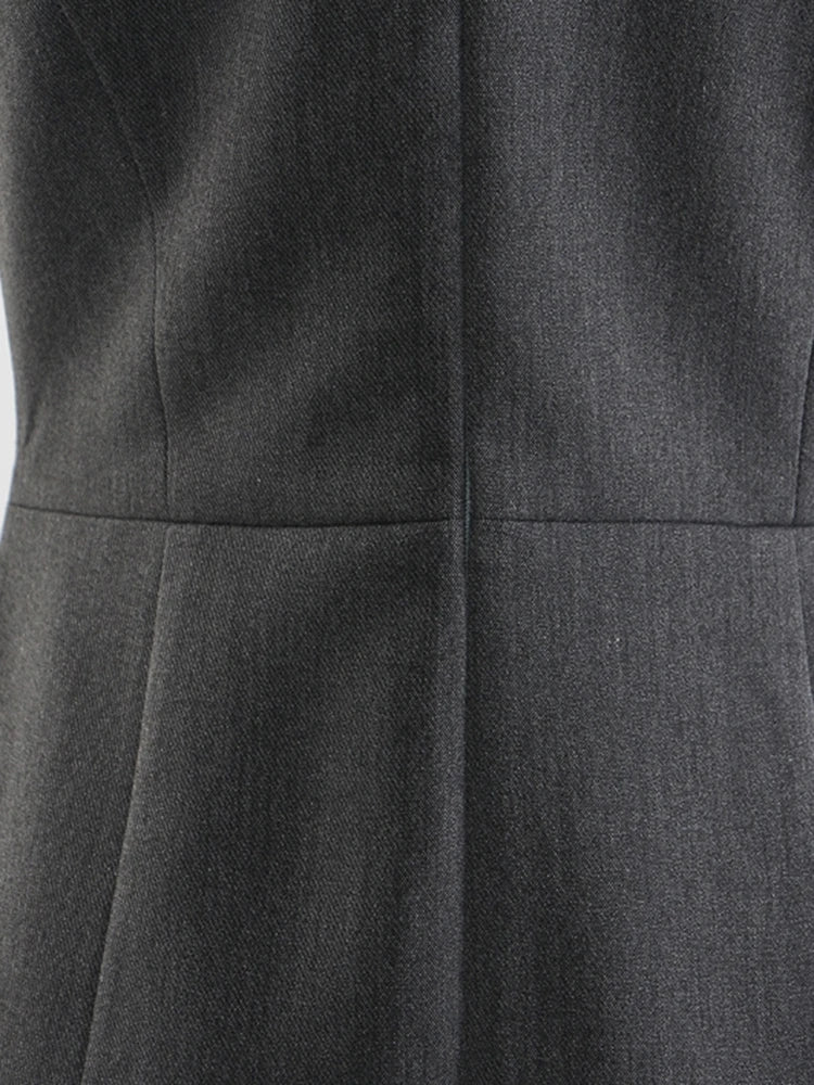 Women Gray Topstitched Mesh Elegant Shaped Long Dress New V-Neck Sleeveless Fashion Tide Spring Autumn 2025 1DJ0343