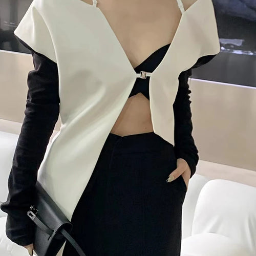 Load image into Gallery viewer, Sexy Asymmetrical Hem Shirt For Women V Neck Long Sleeve Off Shoulder Blouses Female Fashion Clothes Style
