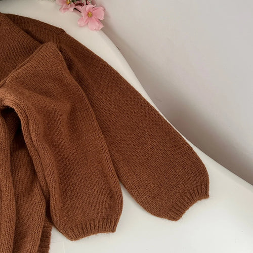 Load image into Gallery viewer, French Fashion Women's New Brown Long Sleeve Cardigan Sweaters Coat Autumn Winter V-neck Loose Crochet Knit Tops Casual Holiday
