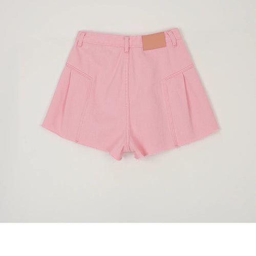 Load image into Gallery viewer, Fashion Summer Women Pink Elegant High Waist Button Wigh Leg Jeans Casual Female Loose Blue Versatile A-line Denim Shorts French
