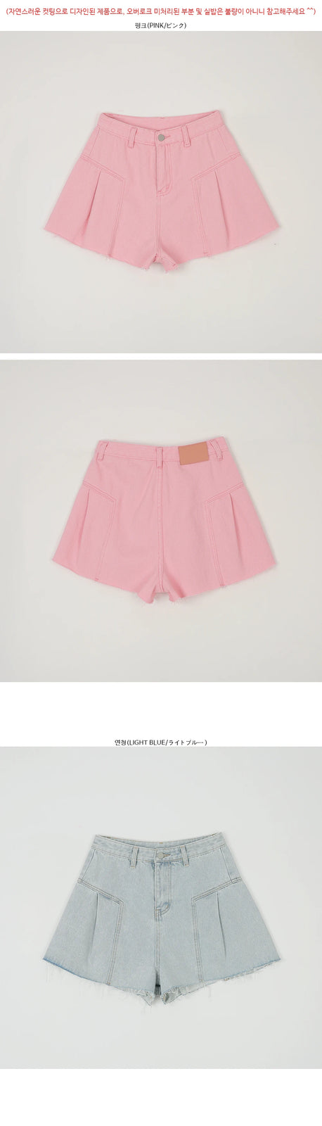Fashion Summer Women Pink Elegant High Waist Button Wigh Leg Jeans Casual Female Loose Blue Versatile A-line Denim Shorts French
