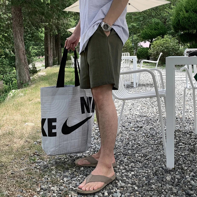 Men Shorts Solid Color Elastic Waist New Korean Five Quarter Short Pants Summer Trend Fashionable Loose Casual Male 9W1363