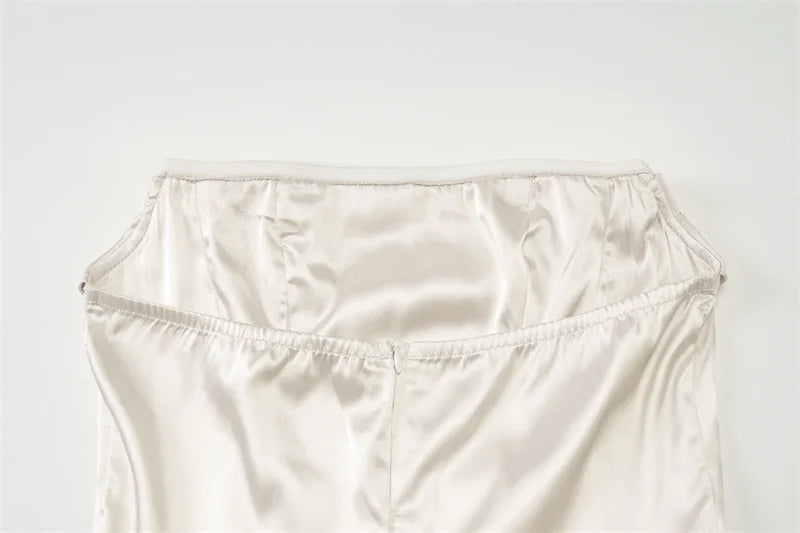 Satin Strapless Sexy Mini Dress Women Fashion Off-shoulder Sleeveless Backless High Waist Ruffle Club Party Dress