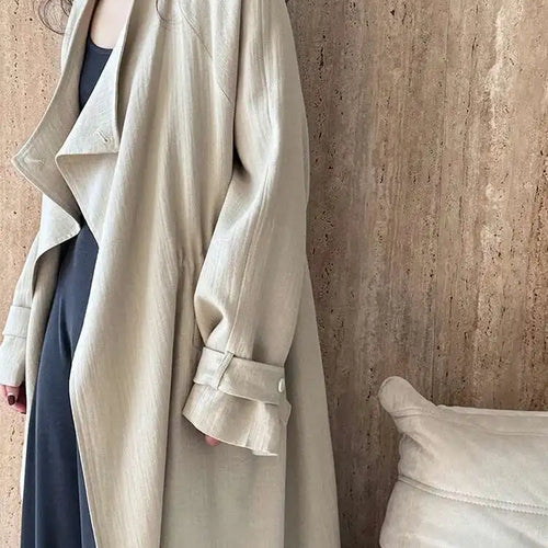 Load image into Gallery viewer, Women Khaki Irregular Big Size Long Trench New V-neck Long Sleeve Windbreaker Fashion Tide Spring Autumn 2025 1DH4760
