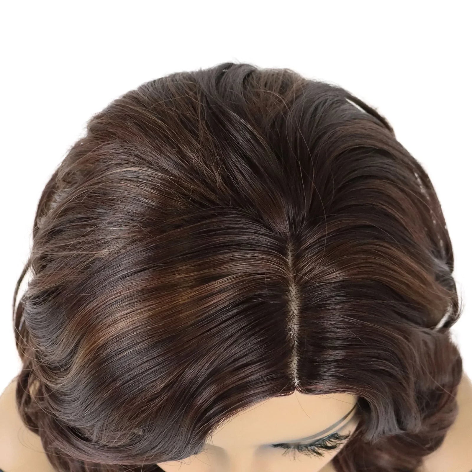 Brown Wigs for Women Synthetic Hair Highlight Blonde Long Curly Wig with Bangs Mother Haircuts Natural Wigs for Gifts