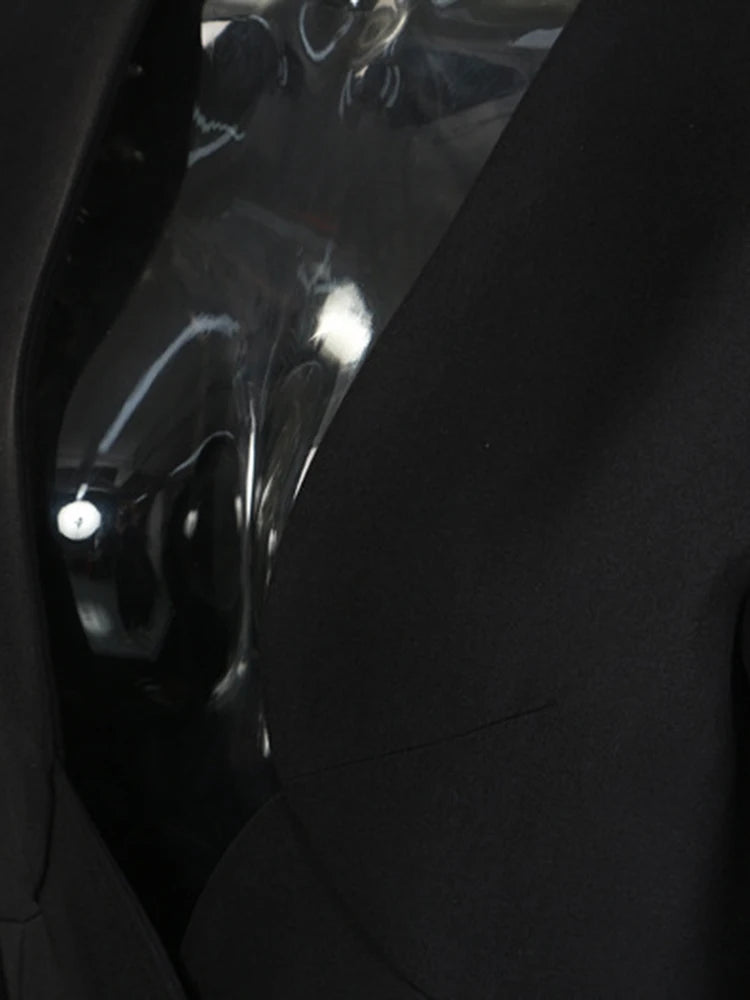 Women Black Brief Elegant Long Slim Shaped Blazer New V-neck Long Sleeve Jacket Fashion Tide Spring Autumn 2025 1DH9527