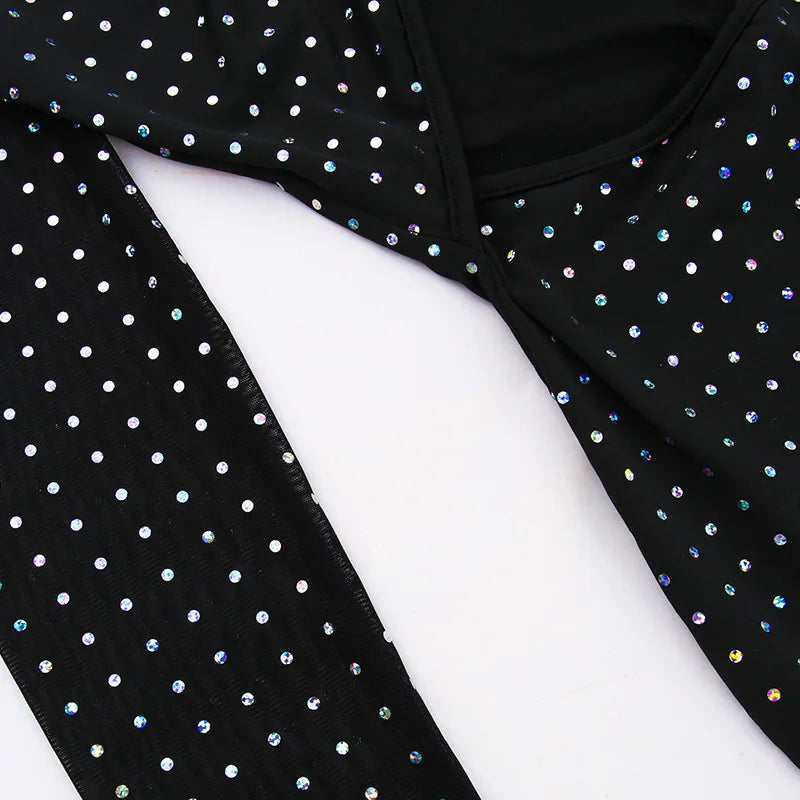 Elegant Sequin Sparkle Sexy Maxi Dress For Women Fashion Hollow Out Sheer Long Sleeve Bodycon Club Party Long Dress