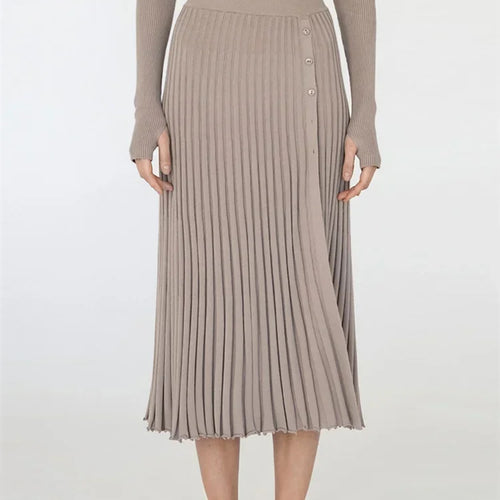 Load image into Gallery viewer, White Knit Two Piece Women Sets Fall Ribbed Crop Top And Pleated Knitted Skirt Suits For Women Midi Dress Sets 2022
