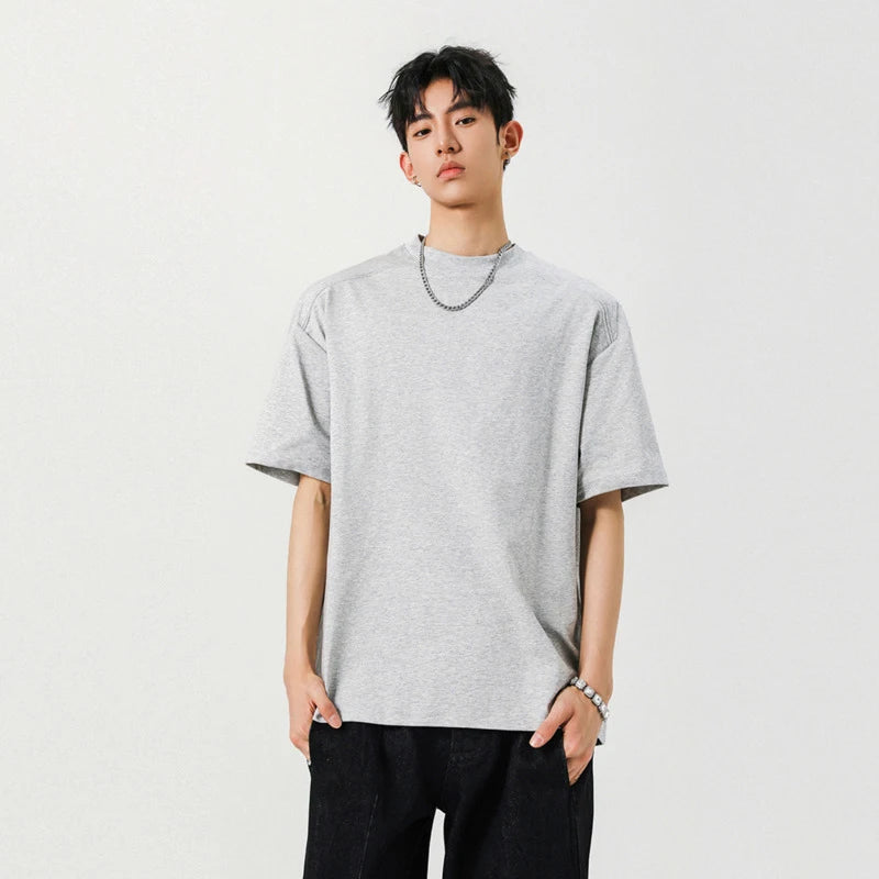 Men's Short Sleeve T-shirts New Korean Tide Splicing Fashion Solid Color Simple Stylish Pullover Male Clothing 9W1941