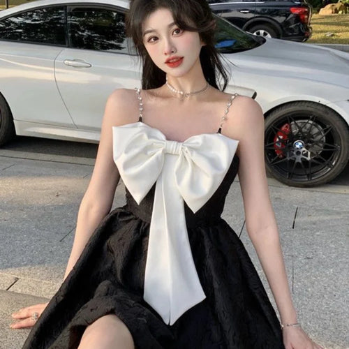 Load image into Gallery viewer, Sweet Kawaii White Slip Dress Women Korean Fashion Kpop Designer Party Spaghetti Strap Mini Short Dresses Bow Outfits
