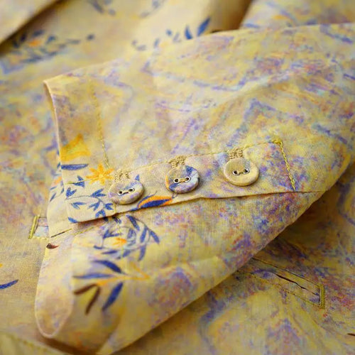 Load image into Gallery viewer, Women Blazer Single Button Spring And Summer Jacket 2022 Casual Pockets Female Suits Coat Vintage Print Blouse Sun Protection
