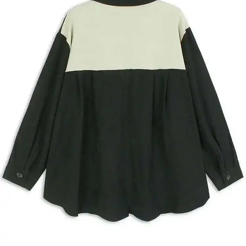 Load image into Gallery viewer, Women Green Color-block Pocket Big Size Casual Blouse New Lapel Long Sleeve Shirt Fashion Tide Spring Autumn 2025 1DH4567
