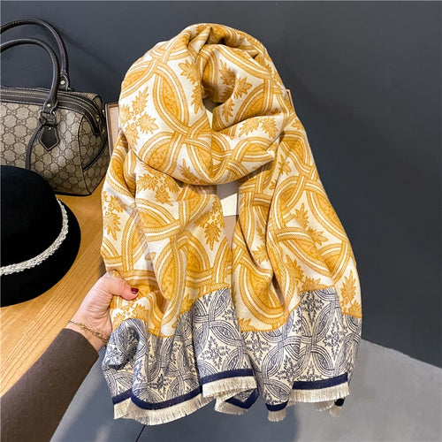 Load image into Gallery viewer, Warm Winter Scarf Cashmere Women Pashmina Design Print Shawls Wrap Female Thick Blanket Soft Bufanda Stoles Fashion
