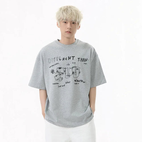 Load image into Gallery viewer, Men's T-shirts New Korean Letter Printed Design Solid Color Loose Trendy Short Sleeve Fashion Male Casual Top 9W1597
