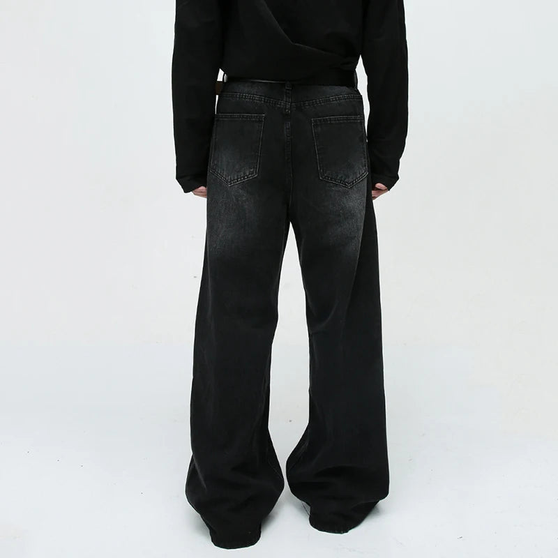 Summer New American Washed Straight Leg Jeans Trendy Retro Loose Fitting Men Bottoms 2025 Casual Gradient Color 9C9297