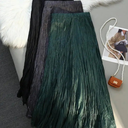 Load image into Gallery viewer, Women Elastic Waist Half Length Skirt Summer Solid Pleated Midi Vintage Sexy Club Skirts Fashion Romantic Simplicity Ladies Boho
