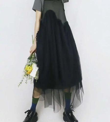 Women Green Mesh Layers Elegant Spaghetti Strap Dress New Square Collar Sleeveless Fashion Tide Spring Autumn 2025 1DJ0363