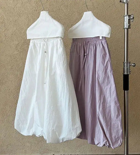 High Elastic Waist White Drawstring Shaped Casual Bud Half-body Skirt Women Fashion Tide New Spring Autumn 2025 1DH9556