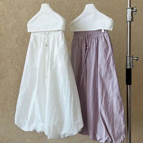 Load image into Gallery viewer, High Elastic Waist White Drawstring Shaped Casual Bud Half-body Skirt Women Fashion Tide New Spring Autumn 2025 1DH9556
