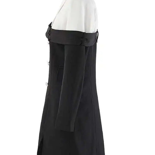 Load image into Gallery viewer, Women Black Double Breasted Color-block Mini Blazer Dress New Lapel Long Sleeve Fashion Tide Spring Autumn 2025 CPDB254
