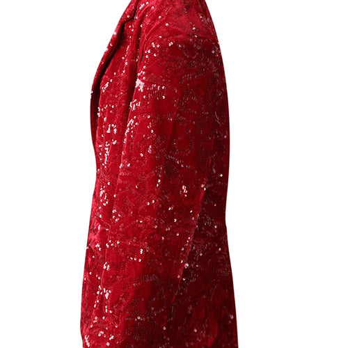 Load image into Gallery viewer, Women Red Sequins Shining Big Size Elegant Blazer New Lapel Long Sleeve Jacket Fashion Tide Spring Autumn 2025 CPG3014
