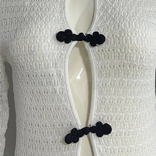 Load image into Gallery viewer, Hollow Out Knit Sexy Maxi Dress Women Fashion See Through Smock Dress Elegant Long Sleeve Backless Fishtail Dress
