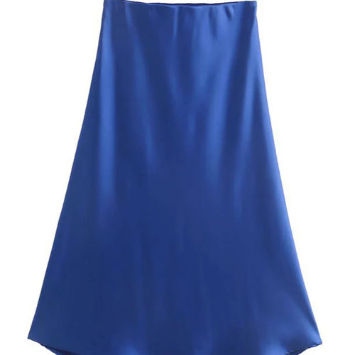 Load image into Gallery viewer, Hot Sale Solid Satin Elastic Waist Women A-Line Skirt Summer Female Slim Falda
