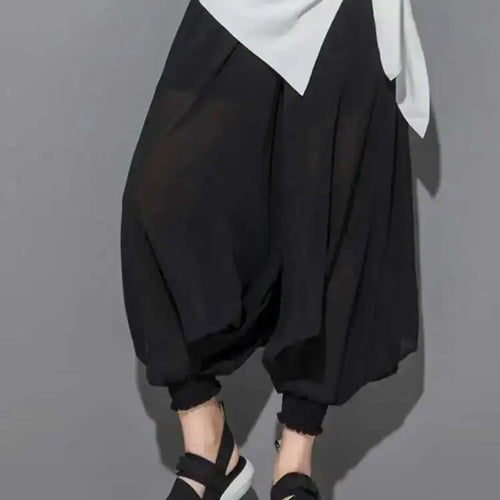 Load image into Gallery viewer, High Elastic Waist Black Chiffon Long Harem Pants New Loose Fit Trousers Women Fashion Tide Spring Autumn 2025 1DF5297
