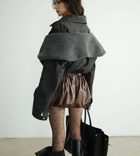 Gray Thick Double Layers Big Size Short Jacket New Hooded Long Sleeve Women Coat Fashion Tide Autumn Winter 2025 1DH8273