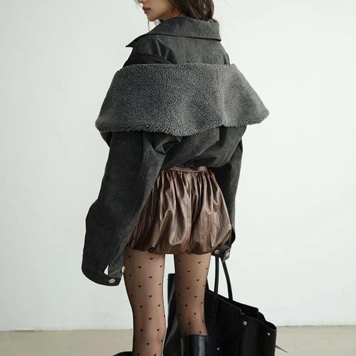 Load image into Gallery viewer, Gray Thick Double Layers Big Size Short Jacket New Hooded Long Sleeve Women Coat Fashion Tide Autumn Winter 2025 1DH8273
