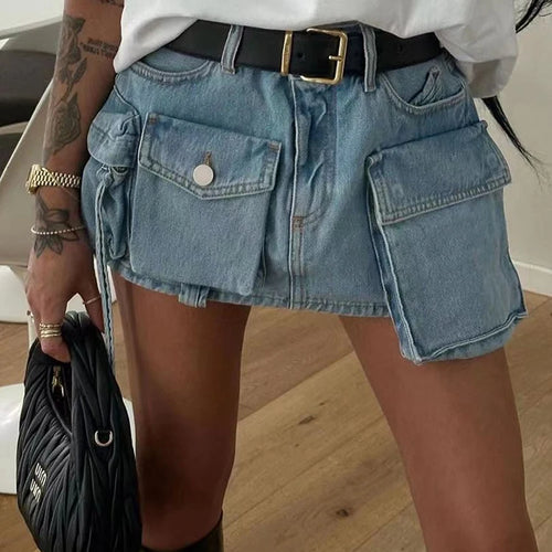 Load image into Gallery viewer, Patchwork Belt Skirts For Women High Waist Spliced Pocket Casual A Line Summer Solid Skirt Female Fashion
