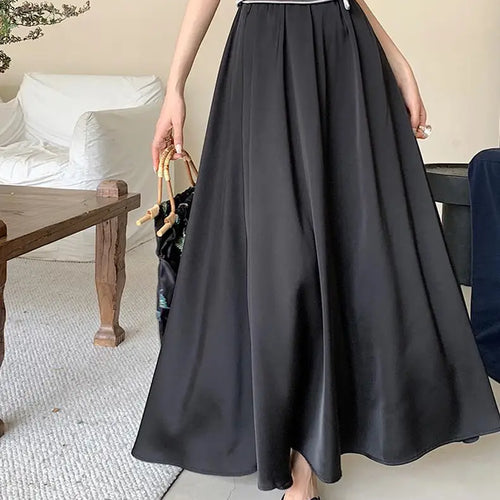 Load image into Gallery viewer, Korean Fashion Women's Elegant Sexy Pleated Long Skirt Spring Summer High Waist Vacation A-line Half Skirts 2025 Casual Ladies
